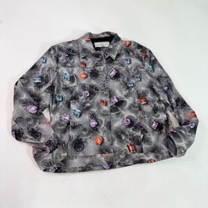 St John Sport Jacket Womens Medium Gray Gemstones Gems Button Up Luxury Shiny